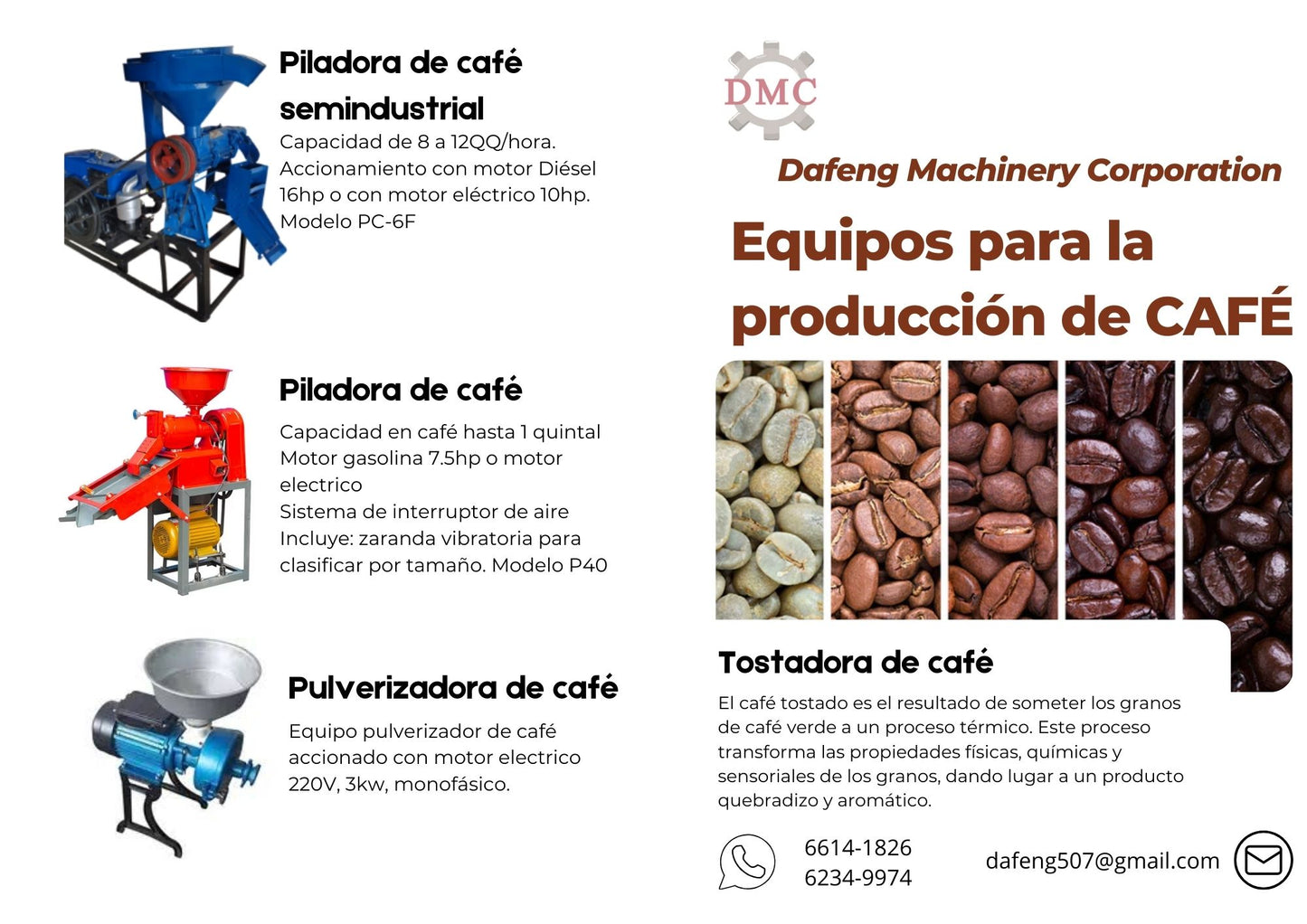 Café Catalogo Variado 2025 - Piladoras, Tostadoras, Molinos, Secadora