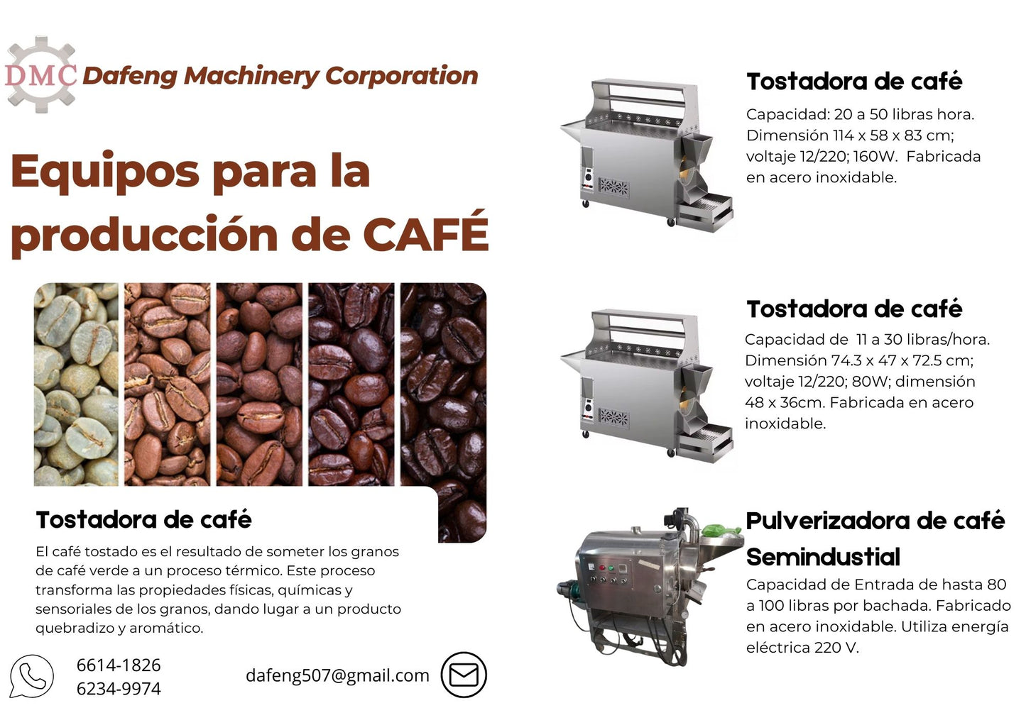 Café Catalogo Variado 2025 - Piladoras, Tostadoras, Molinos, Secadora
