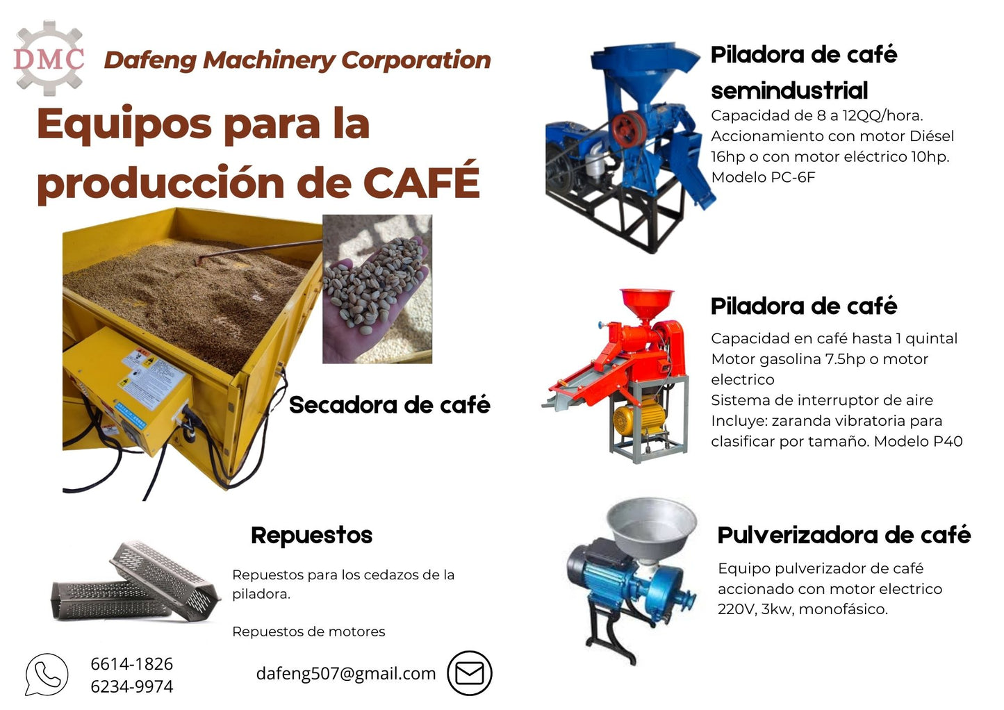Café Catalogo Variado 2025 - Piladoras, Tostadoras, Molinos, Secadora