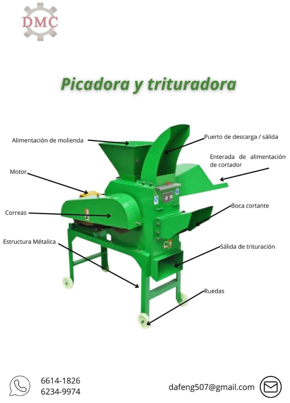 Picadora de Pasto Molino de Martillo con Motor Gasolina 7.5hp