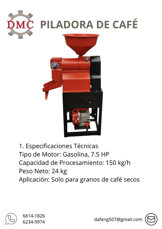 Piladora de Café a Gasolina DMC 7.5 HP | 150 kg/h