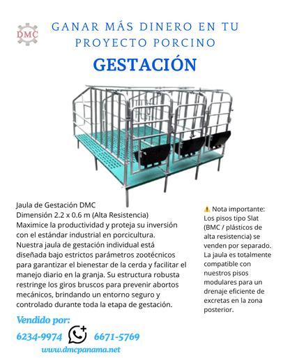 Jaula de Gestación para Cerdos 2.2x0.6m | Acero Galvanizado DMC