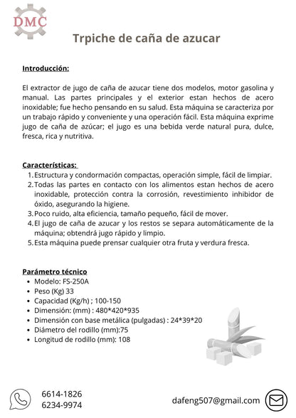 Trapiche de Caña Motor Gasolina