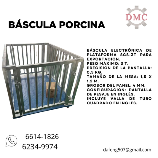Báscula Porcina ú otros Digital de Plataforma #BasculaPorcina #Ganaderia #DMC