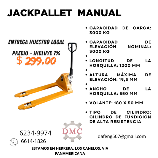 JACK PALLET MANUAL – Transpaleta Hidráulica