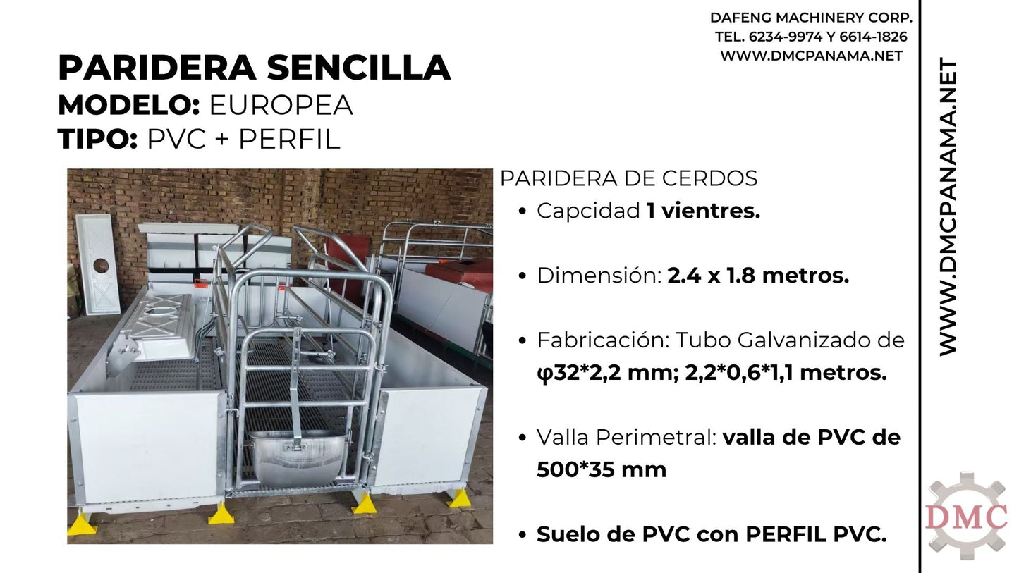 Paridera para una Cerda Modelo Europeo con Paredes de PVC | DMC