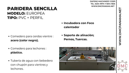 Paridera para una Cerda Modelo Europeo con Paredes de PVC | DMC