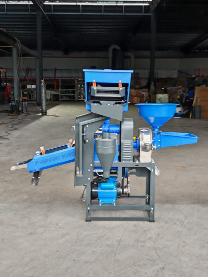 Piladora de Arroz Maíz y Café Semi industrial con motor eléctrico he incluye molino pulverizador de granos
