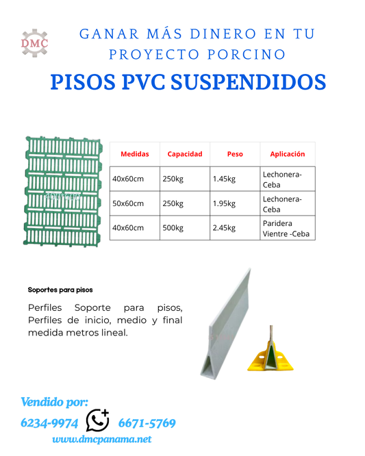 Pisos para Cerdos de 40x60 cm (250 kg) | Rejillas Slat | DMC