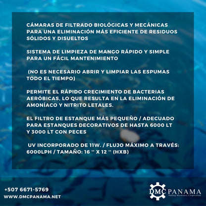 Bomba Sumergible para Recirculación con Filtros de Luz LED Modelo CPF5000