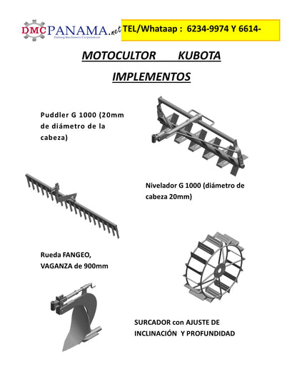 Motocultor Kubota 10.5Hp Diesel | Motor 4T 598cc | DAFENG Panamá